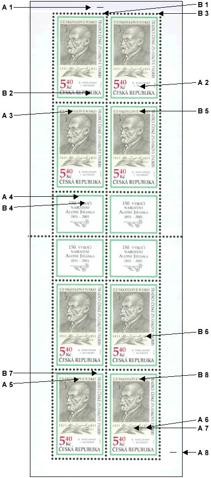 Rozlišení známkového sešitku Tradice české známkové tvorby 2001