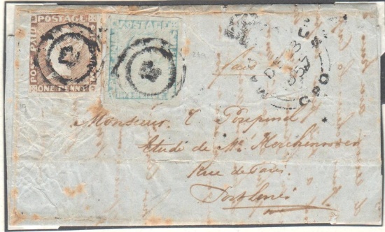 Dopisy s poštovními známkami 1 a 2 pence MAURITIUS POST OFFICE a POST PAID