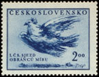 1. československý sjezd obrázců míru - 2 Kčs modrá