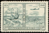 75. výročí Světové poštovní unie (UPU) - Plachetnice a letadlo