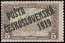 Pošta československá 1919 - Výplatní známky z roku 1917 - 5 K hnědá